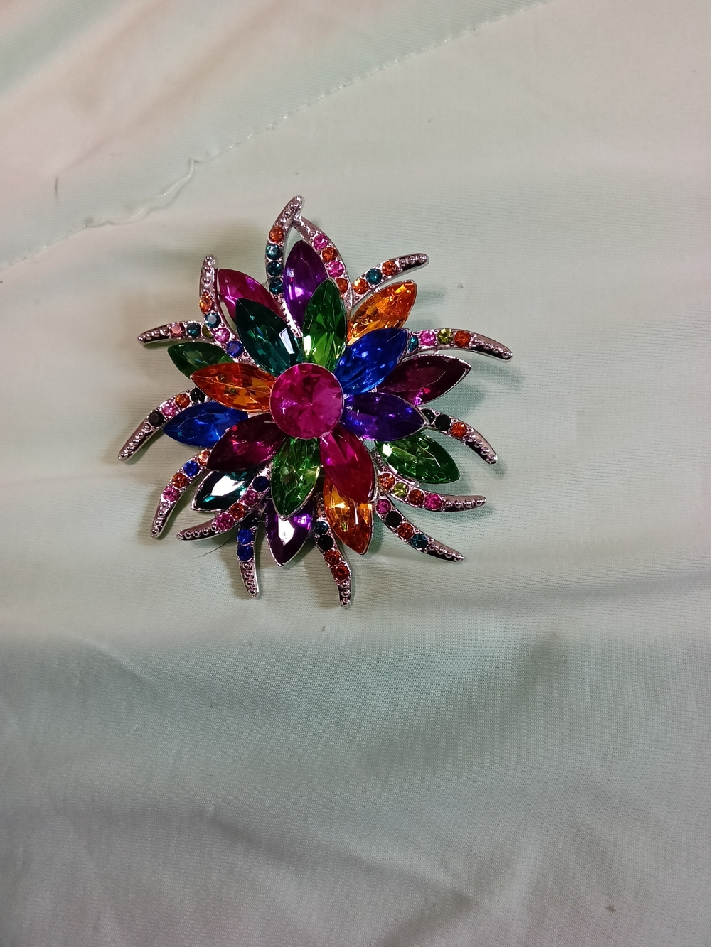 Multicolor Crystal Flower Brooch - Statement Women’s Jewelry